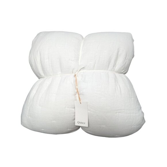 Quince European Linen Dream Quilt 3PC Set Color White Size King/Cal King -New- - Picture 1 of 8